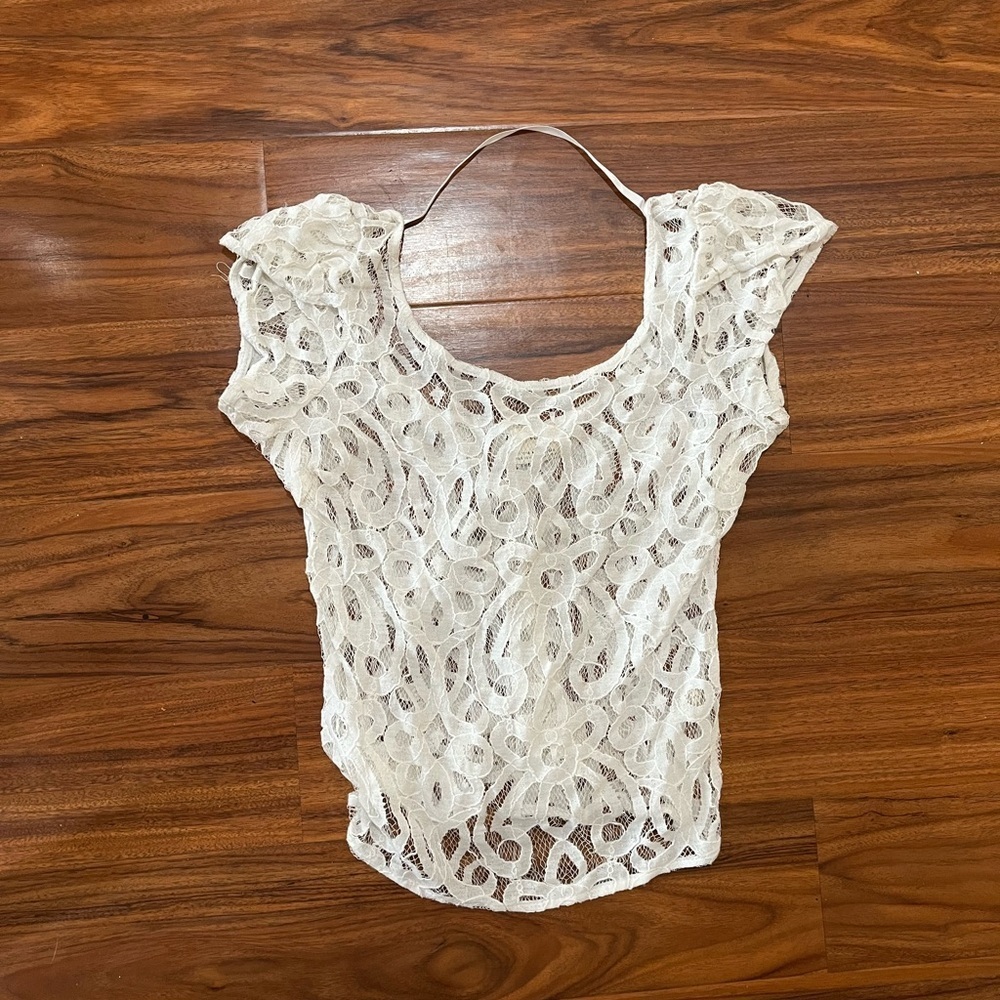 Chic white Lace Blouse Pins And Needles Lace Top